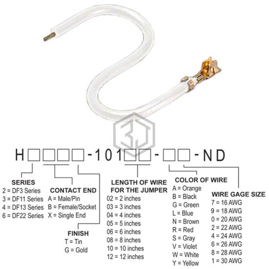 H2BXT-10112-W8 - Hirose Electric Co Ltd - Jumper Wires, Pre-Crimped Leads
