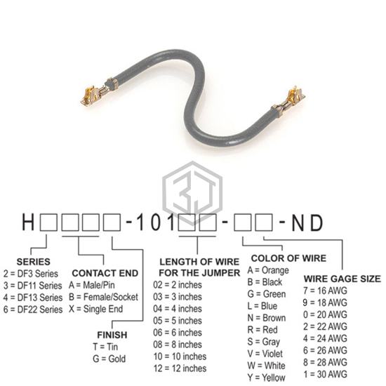 H3BBG-10105-S8 - Hirose Electric Co Ltd - Jumper Wires, Pre-Crimped Leads