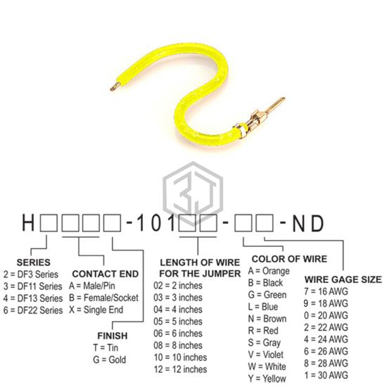 H2AXT-10103-Y4 - Hirose Electric Co Ltd - Jumper Wires, Pre-Crimped Leads