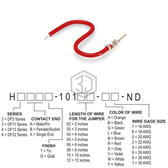 H2AXT-10110-R6 - Hirose Electric Co Ltd - Jumper Wires, Pre-Crimped Leads