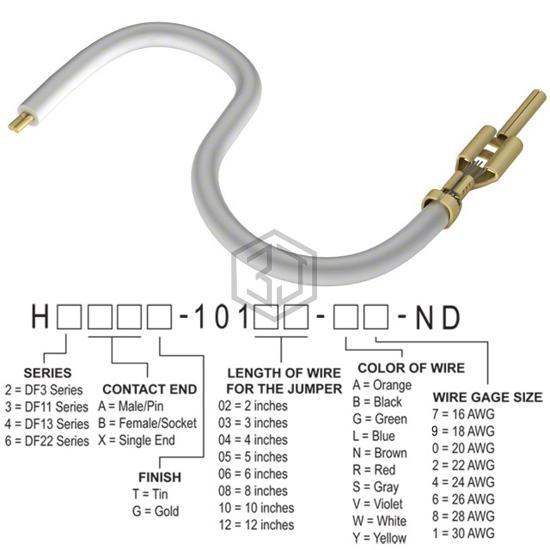 H3AXT-10104-W4 - Hirose Electric Co Ltd - Jumper Wires, Pre-Crimped Leads