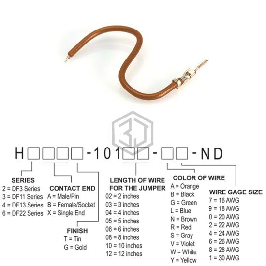 H2AXT-10110-N8 - Hirose Electric Co Ltd - Jumper Wires, Pre-Crimped Leads