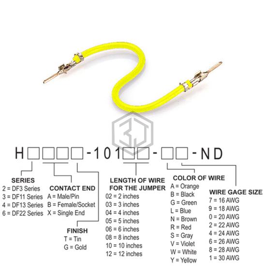 H2AAT-10110-Y8 - Hirose Electric Co Ltd - Jumper Wires, Pre-Crimped Leads