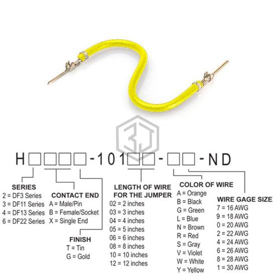 H3AAT-10108-Y4 - Hirose Electric Co Ltd - Jumper Wires, Pre-Crimped Leads