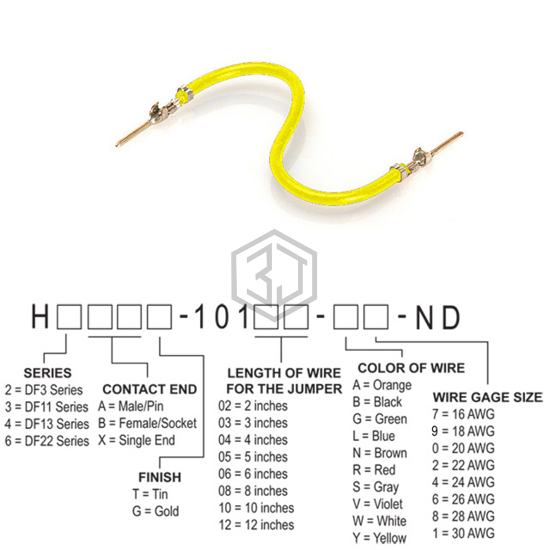H3AAT-10110-Y6 - Hirose Electric Co Ltd - Jumper Wires, Pre-Crimped Leads
