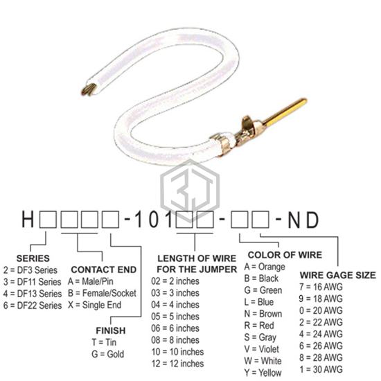 H3AXG-10102-W8 - Hirose Electric Co Ltd - Jumper Wires, Pre-Crimped Leads