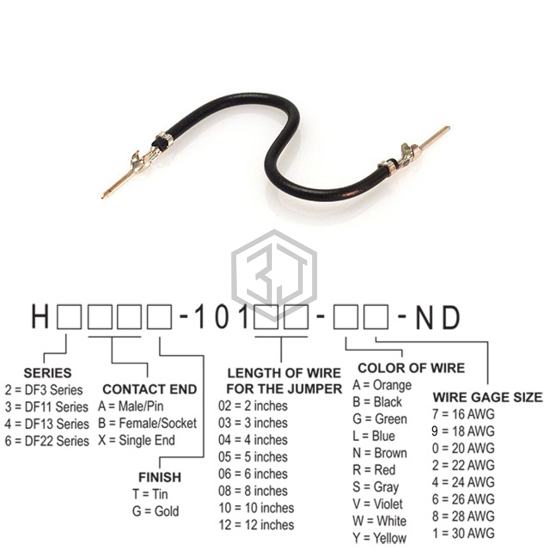 H3AAT-10104-B8 - Hirose Electric Co Ltd - Jumper Wires, Pre-Crimped Leads