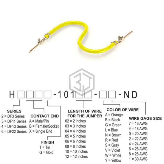 H3AAT-10103-Y8 - Hirose Electric Co Ltd - Jumper Wires, Pre-Crimped Leads