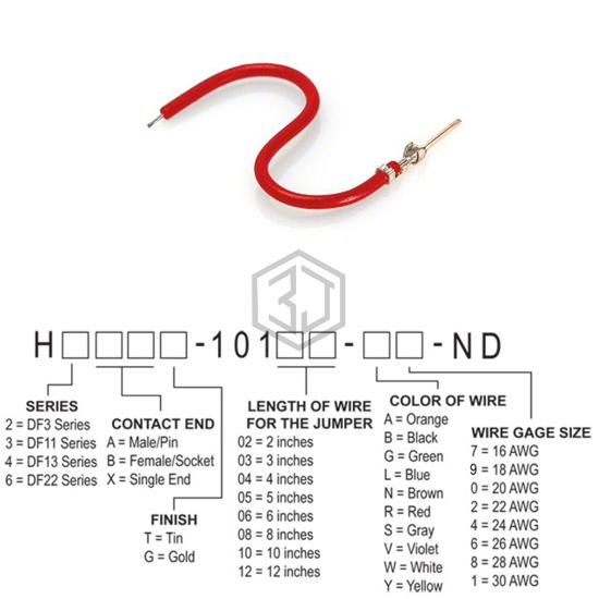 H3AXT-10108-R8 - Hirose Electric Co Ltd - Jumper Wires, Pre-Crimped Leads
