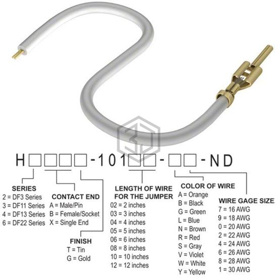 H3AXT-10102-W8 - Hirose Electric Co Ltd - Jumper Wires, Pre-Crimped Leads