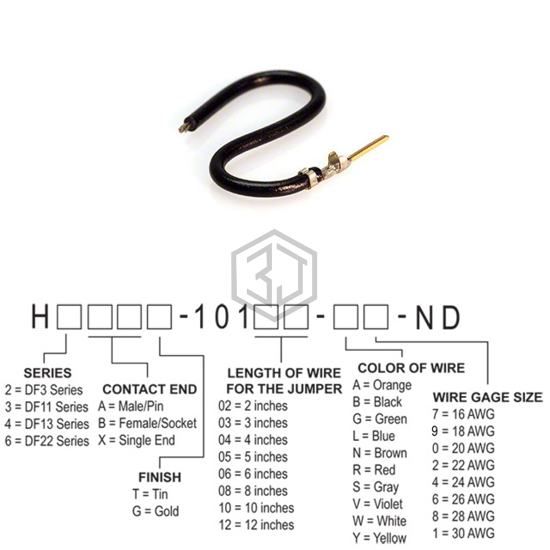 H3AXG-10106-B6 - Hirose Electric Co Ltd - Jumper Wires, Pre-Crimped Leads