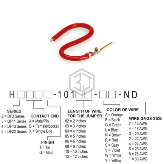 H3AXG-10106-R6 - Hirose Electric Co Ltd - Jumper Wires, Pre-Crimped Leads