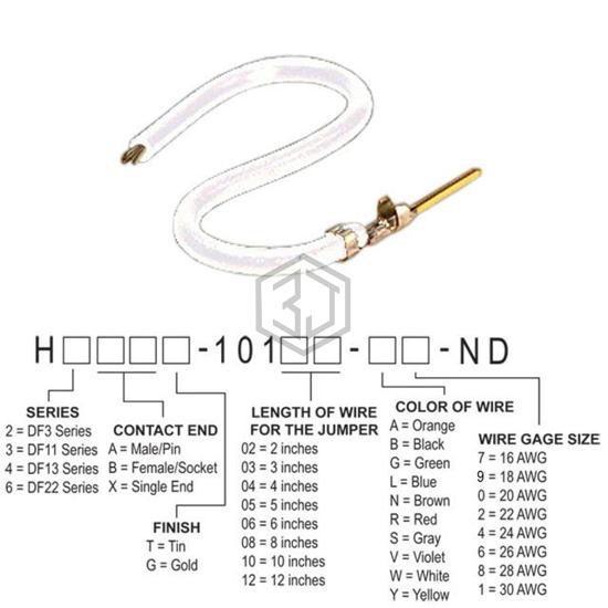 H3AXG-10110-W6 - Hirose Electric Co Ltd - Jumper Wires, Pre-Crimped Leads
