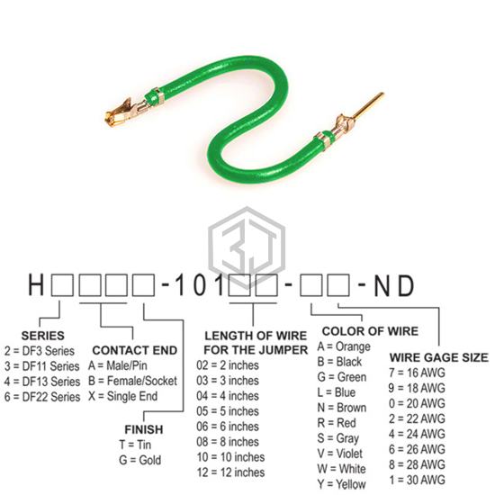 H3ABG-10105-G6 - Hirose Electric Co Ltd - Jumper Wires, Pre-Crimped Leads