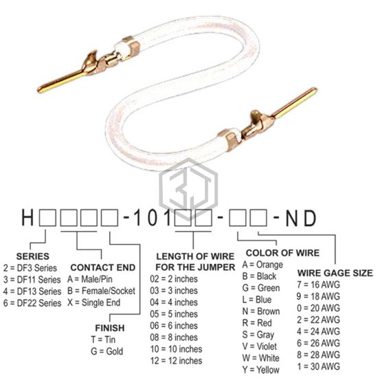 H3AAG-10103-W6 - Hirose Electric Co Ltd - Jumper Wires, Pre-Crimped Leads