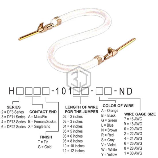 H3AAG-10108-W4 - Hirose Electric Co Ltd - Jumper Wires, Pre-Crimped Leads
