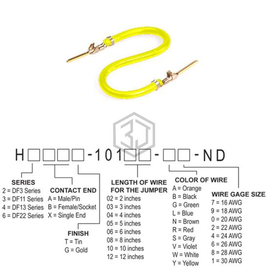 H3AAG-10105-Y4 - Hirose Electric Co Ltd - Jumper Wires, Pre-Crimped Leads