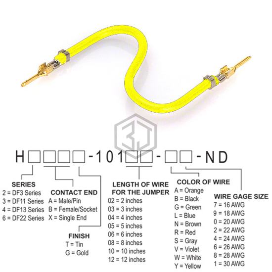 H2AAG-10106-Y6 - Hirose Electric Co Ltd - Jumper Wires, Pre-Crimped Leads