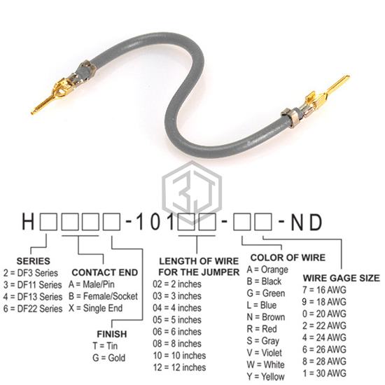 H2AAG-10106-S8 - Hirose Electric Co Ltd - Jumper Wires, Pre-Crimped Leads