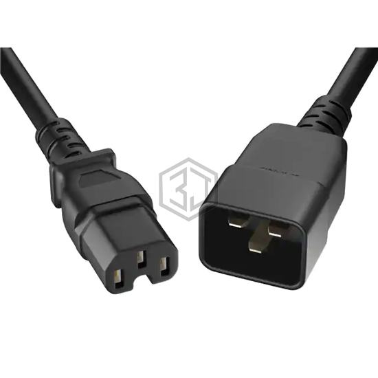 PWCD-C15C20-15A-01F-BLK - Unirise USA - Power, Line Cables and Extension Cords