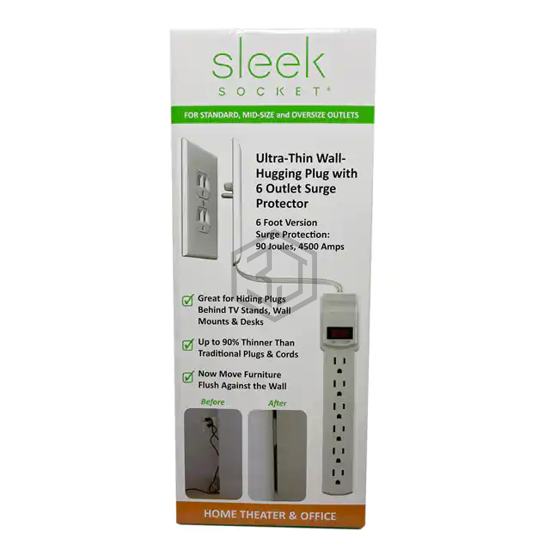 6-S-OVSZ-W - Sleek Socket - Power, Line Cables and Extension Cords