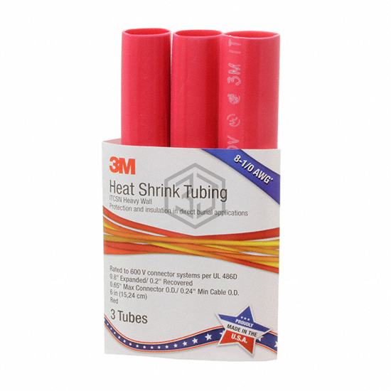 ITCSN-0800-6"-RED-12-3 PC PKS - 3M - Heat Shrink Tubing