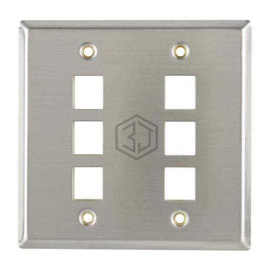 FPDGSIX-SS - HellermannTyton - Keystone - Faceplates, Frames