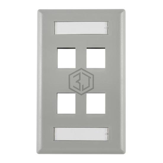 FPIQUAD-GRY - HellermannTyton - Keystone - Faceplates, Frames