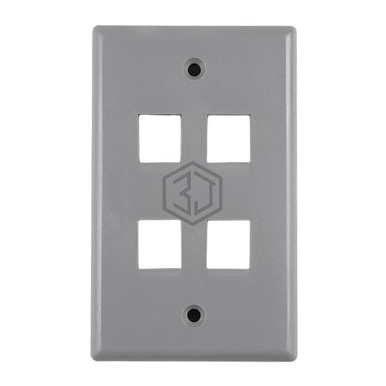 FPQUAD-GRY - HellermannTyton - Keystone - Faceplates, Frames