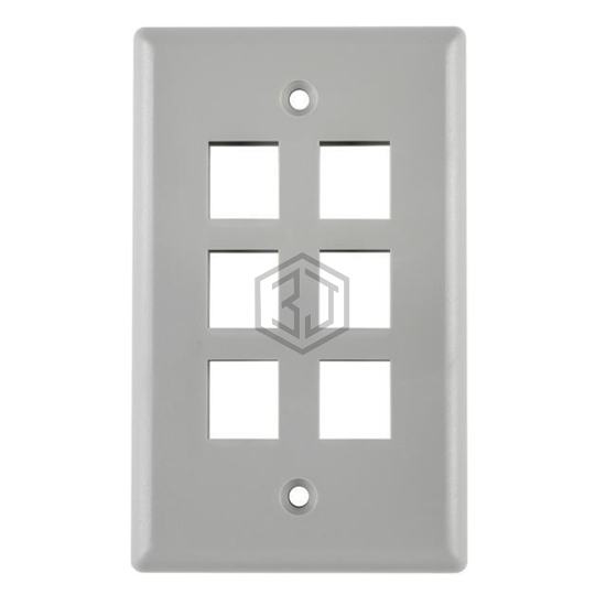 FPSIX-GRY - HellermannTyton - Keystone - Faceplates, Frames