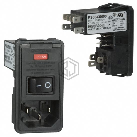 PS0SXS000 - TE Connectivity Corcom Filters - Power Entry Connectors - Inlets, Outlets, Modules