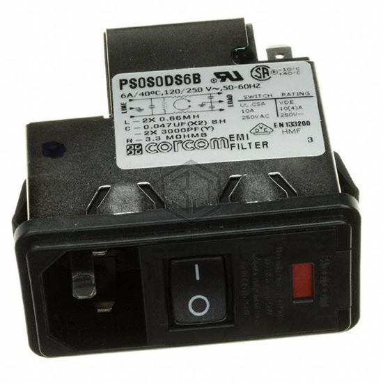 PS0S0DS6B - TE Connectivity Corcom Filters - Power Entry Connectors - Inlets, Outlets, Modules