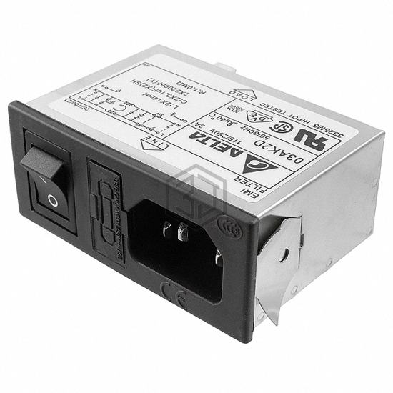 03AK2D - Delta Electronics - Power Entry Connectors - Inlets, Outlets, Modules