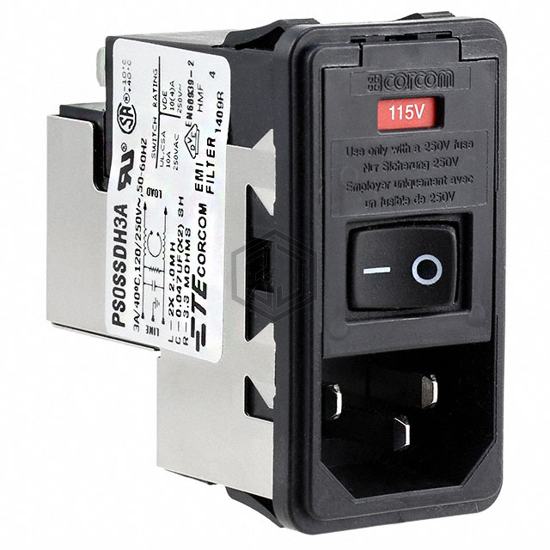 PS0SSDH3A - TE Connectivity Corcom Filters - Power Entry Connectors - Inlets, Outlets, Modules