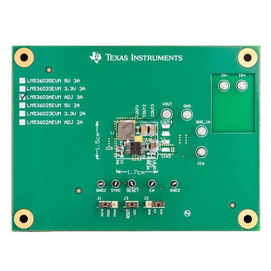 LM53603AEVM - Texas Instruments - Evaluation Boards - DC/DC & AC/DC (Off-Line) SMPS