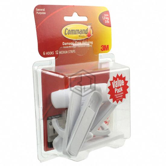 17001-VP-6PK - 3M - Clips, Hangers, Hooks