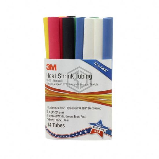 FP301-3/8-6"-ASSORTED-10-14 PC PKS - 3M - Heat Shrink Tubing Kits