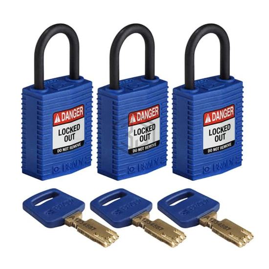 CPT-BLU-25PL-KA3PK - Brady Corporation - Lockouts, Padlocks