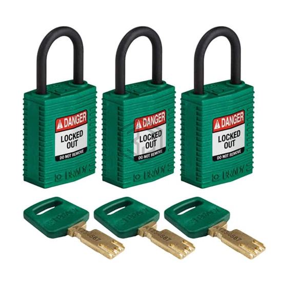 CPT-GRN-25PL-KA3PK - Brady Corporation - Lockouts, Padlocks