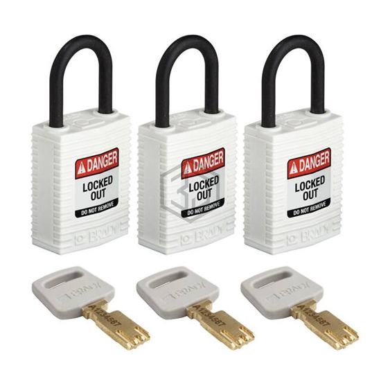 CPT-WHT-25PL-KA3PK - Brady Corporation - Lockouts, Padlocks
