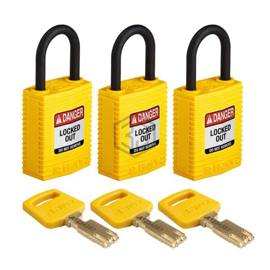 CPT-YLW-25PL-KA3PK - Brady Corporation - Lockouts, Padlocks