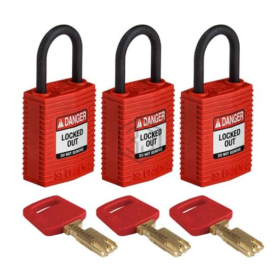 CPT-RED-25PL-KA3PK - Brady Corporation - Lockouts, Padlocks