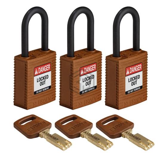NYL-BRN-38PL-KA3PK - Brady Corporation - Lockouts, Padlocks