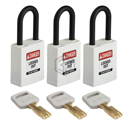 NYL-WHT-38PL-KA3PK - Brady Corporation - Lockouts, Padlocks