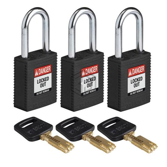 NYL-BLK-38ST-KA3PK - Brady Corporation - Lockouts, Padlocks