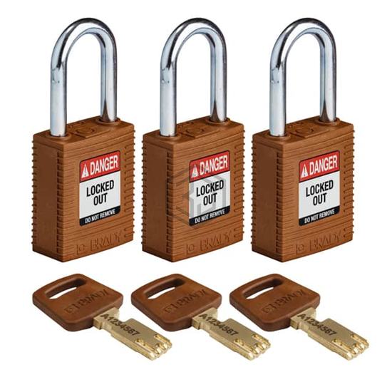 NYL-BRN-38ST-KA3PK - Brady Corporation - Lockouts, Padlocks