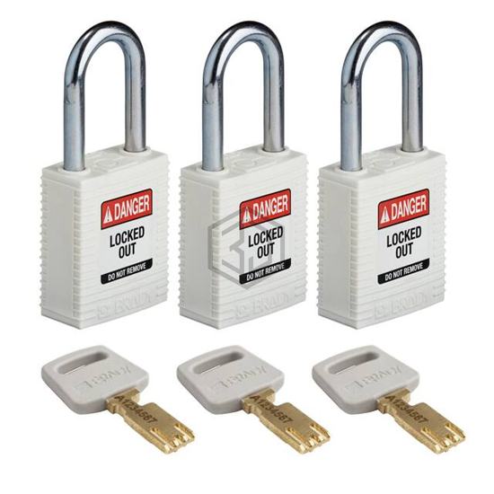 NYL-WHT-38ST-KA3PK - Brady Corporation - Lockouts, Padlocks