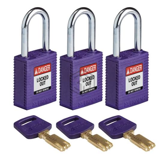 NYL-PRP-38ST-KA3PK - Brady Corporation - Lockouts, Padlocks