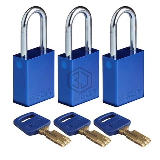 ALU-BLU-38ST-KA3PK - Brady Corporation - Lockouts, Padlocks