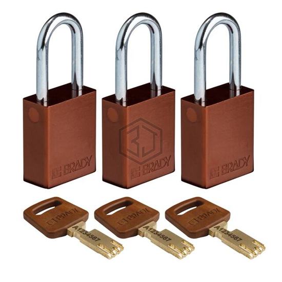 ALU-BRN-38ST-KA3PK - Brady Corporation - Lockouts, Padlocks